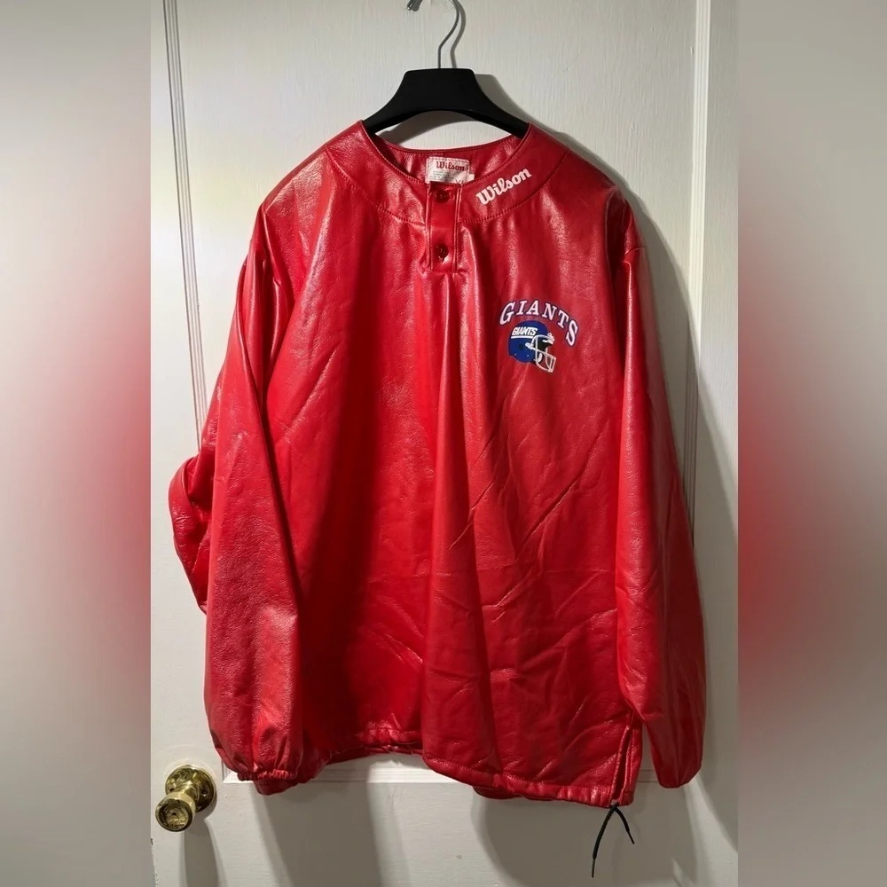 Vintage Wilson New York Giants men's red pullover shirt.